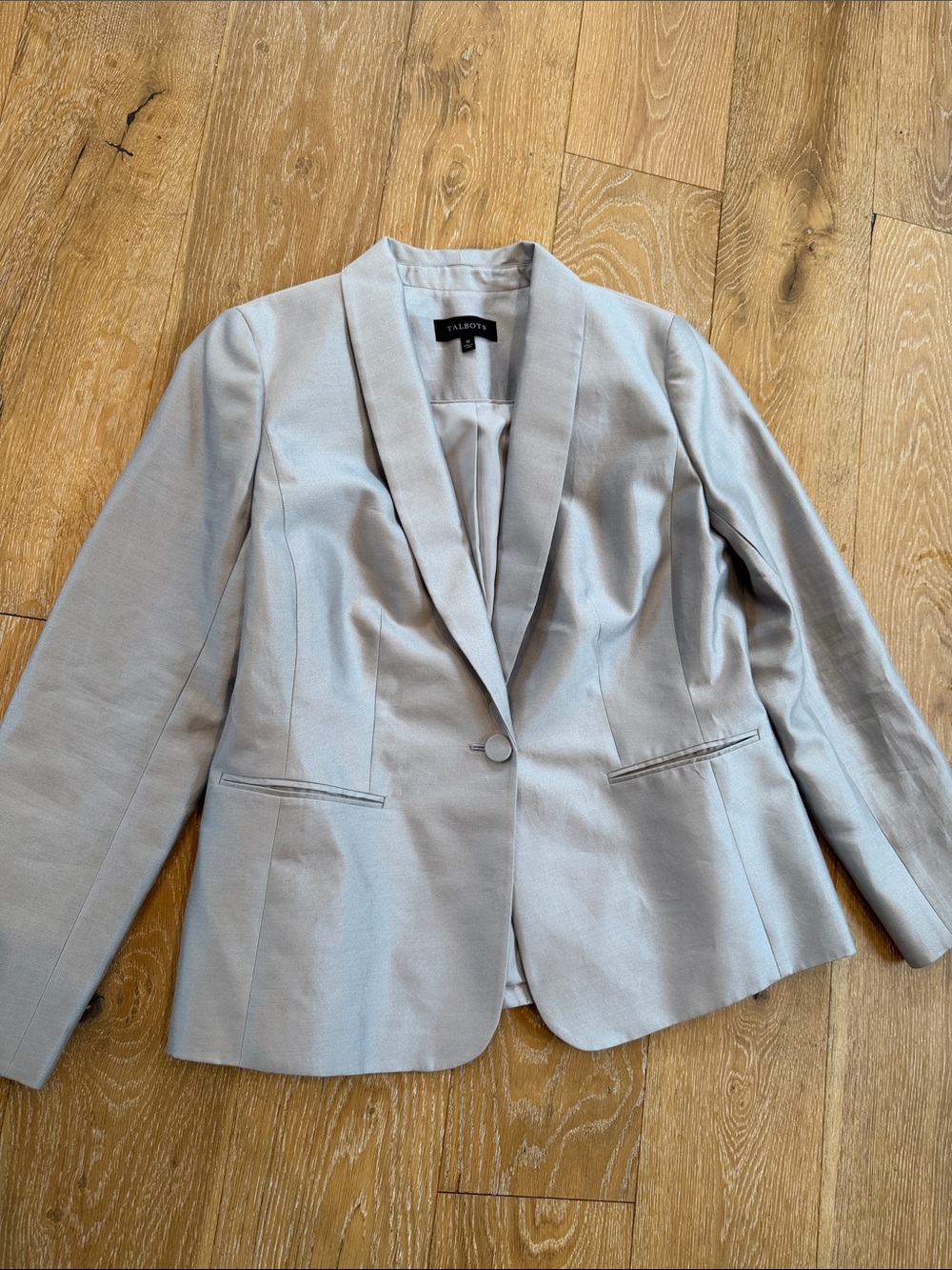 Talbots Silver Sheen Silk Blend Blazer Size 10